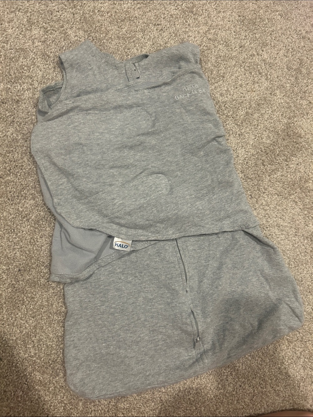 Halo NB/3mon Light Grey Infant Sleep Sack - Cozy Zip Swaddle